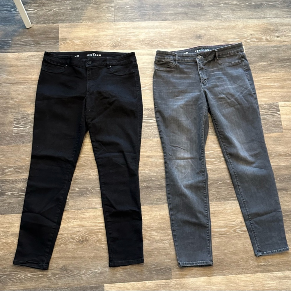 White House Black Market jean jeggings - black and gray - size 14